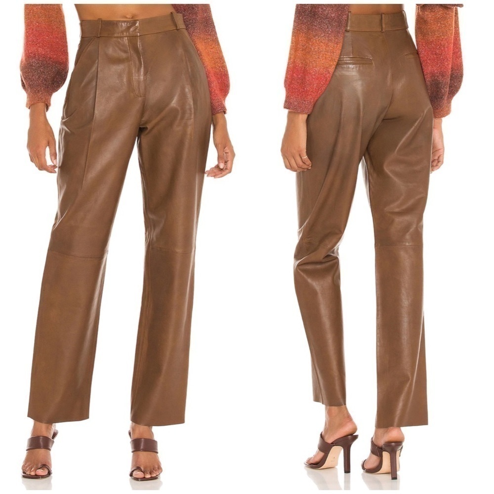 Lamarque Dacia Leather Pant in Chocolate Size 2